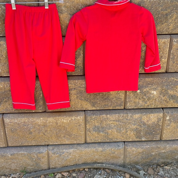 RED WITH WHITE PIPING CHRISTMAS PAJAMAS - Picture 4 of 6